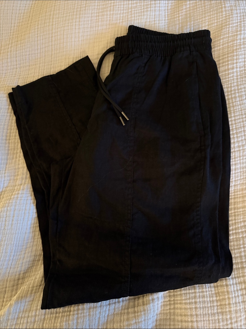 Women’s Athleta Black Drawstring Linen Blend Pants